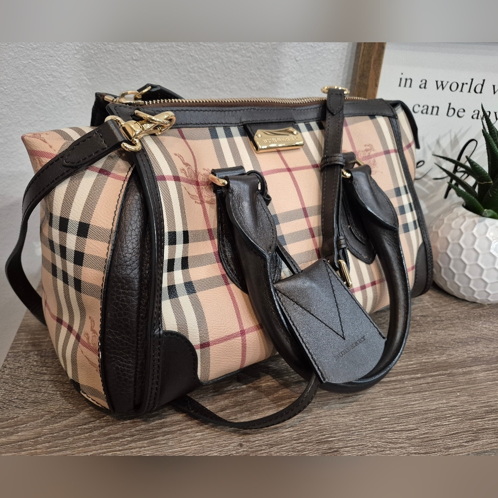 BURBERRY Haymarket Check  Satchel Bag Like New Condition - Picture 4 of 14